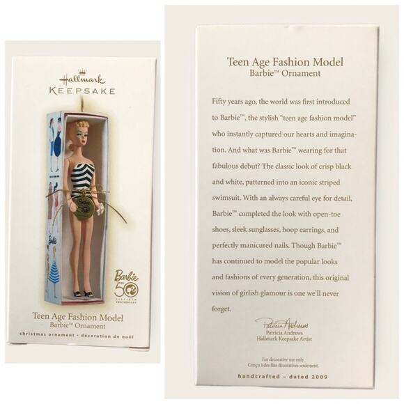 Barbie 2 Set Christmas Ornaments Teen Fashion Model & Enchanted Evening - Picture 8 of 9